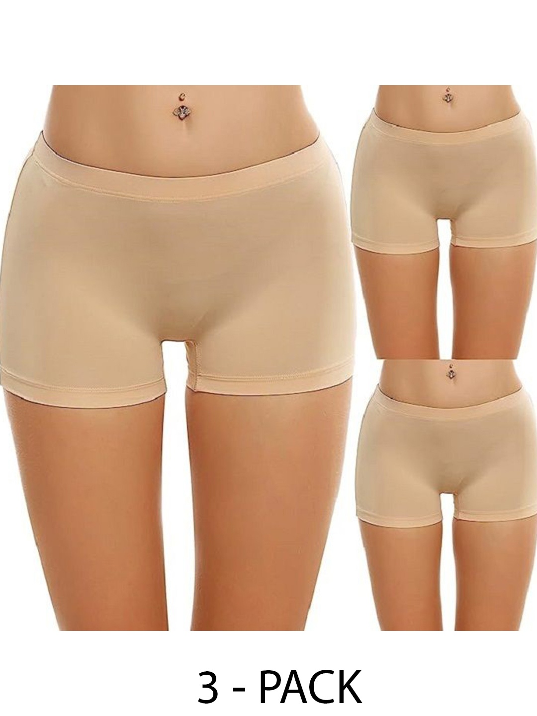 

Diving Deep Women Pack of 3 Boy Shorts Briefs, Beige