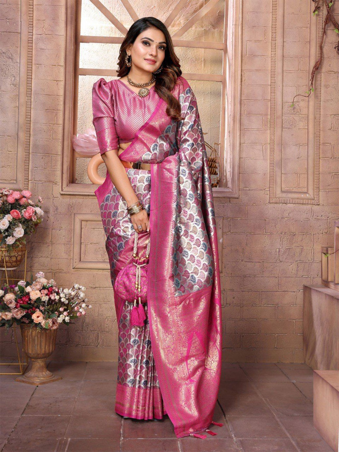 

Anaita Woven Design Designer Banarasi Saree, Lavender