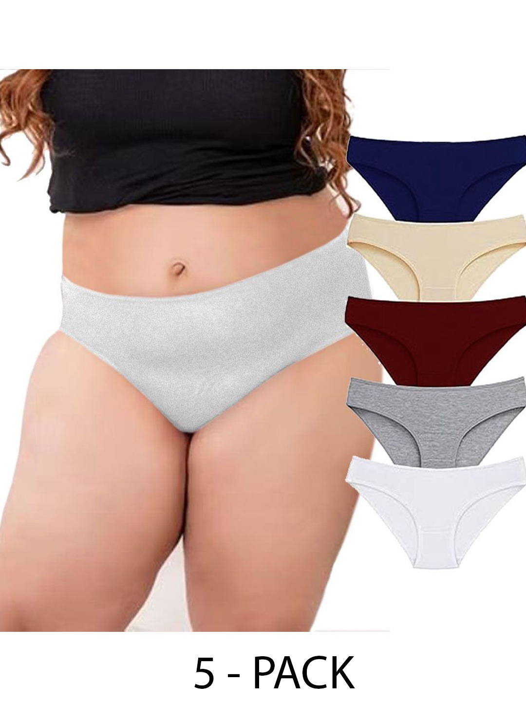 

Diving Deep Women Pack of 5 Cotton Hipster Briefs, Blue