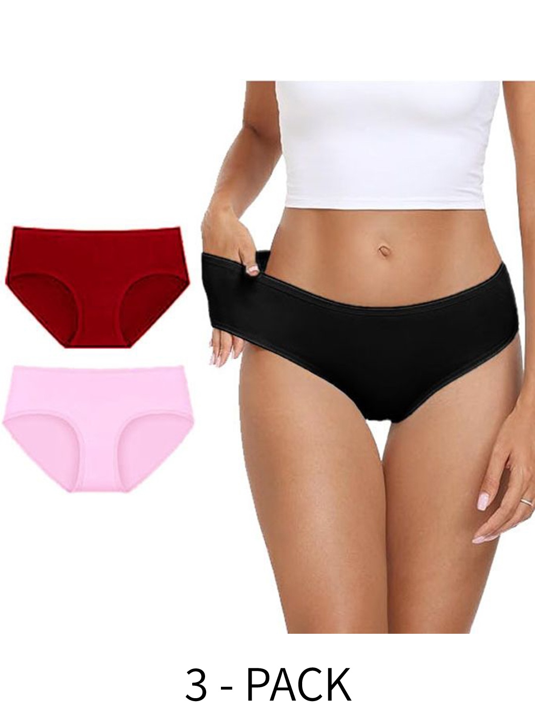 

Diving Deep Pack of 3 Cotton Hipster Briefs, Maroon