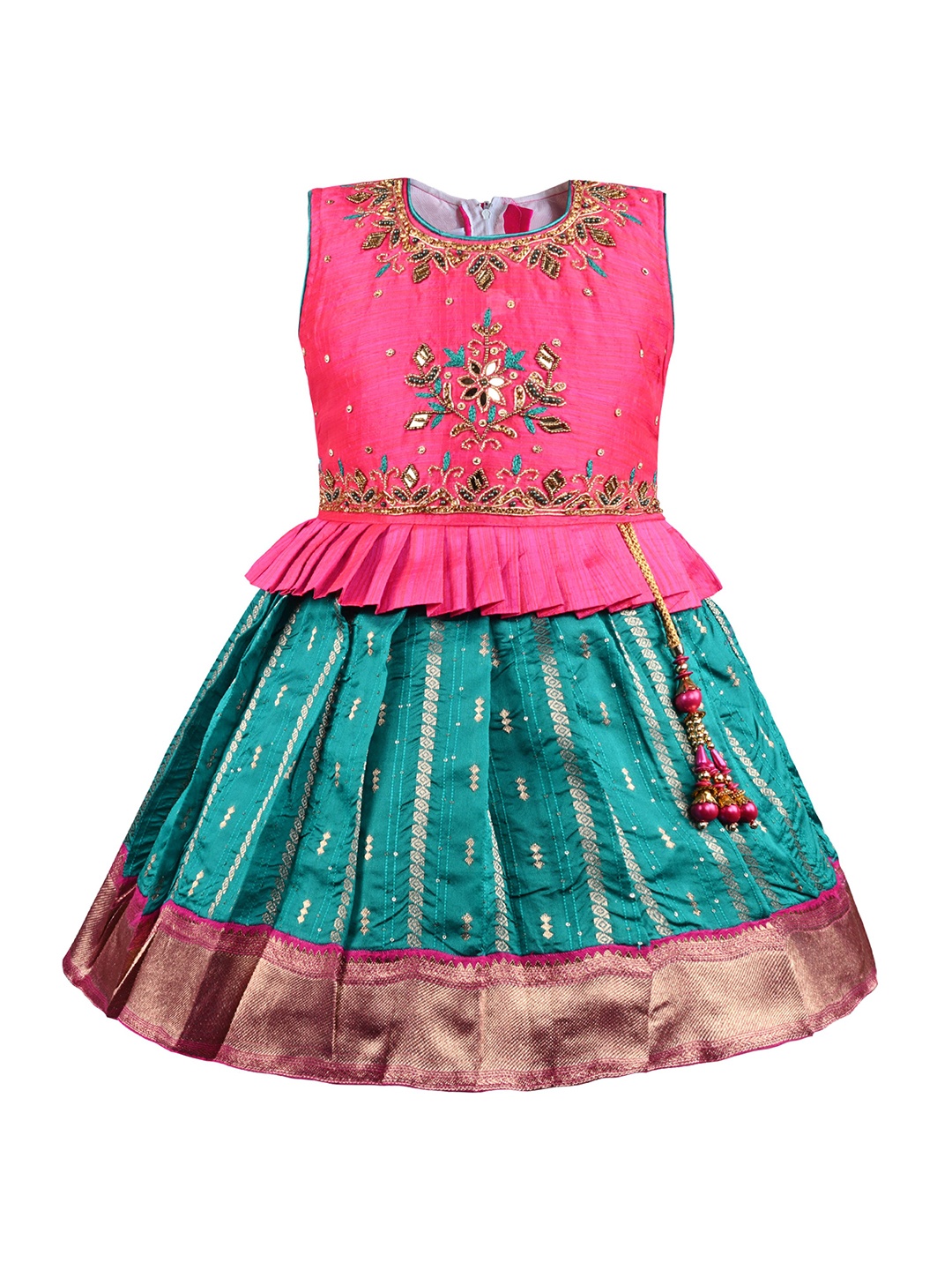 

Wish Karo Floral Embroidered Fit & Flare Dress, Pink