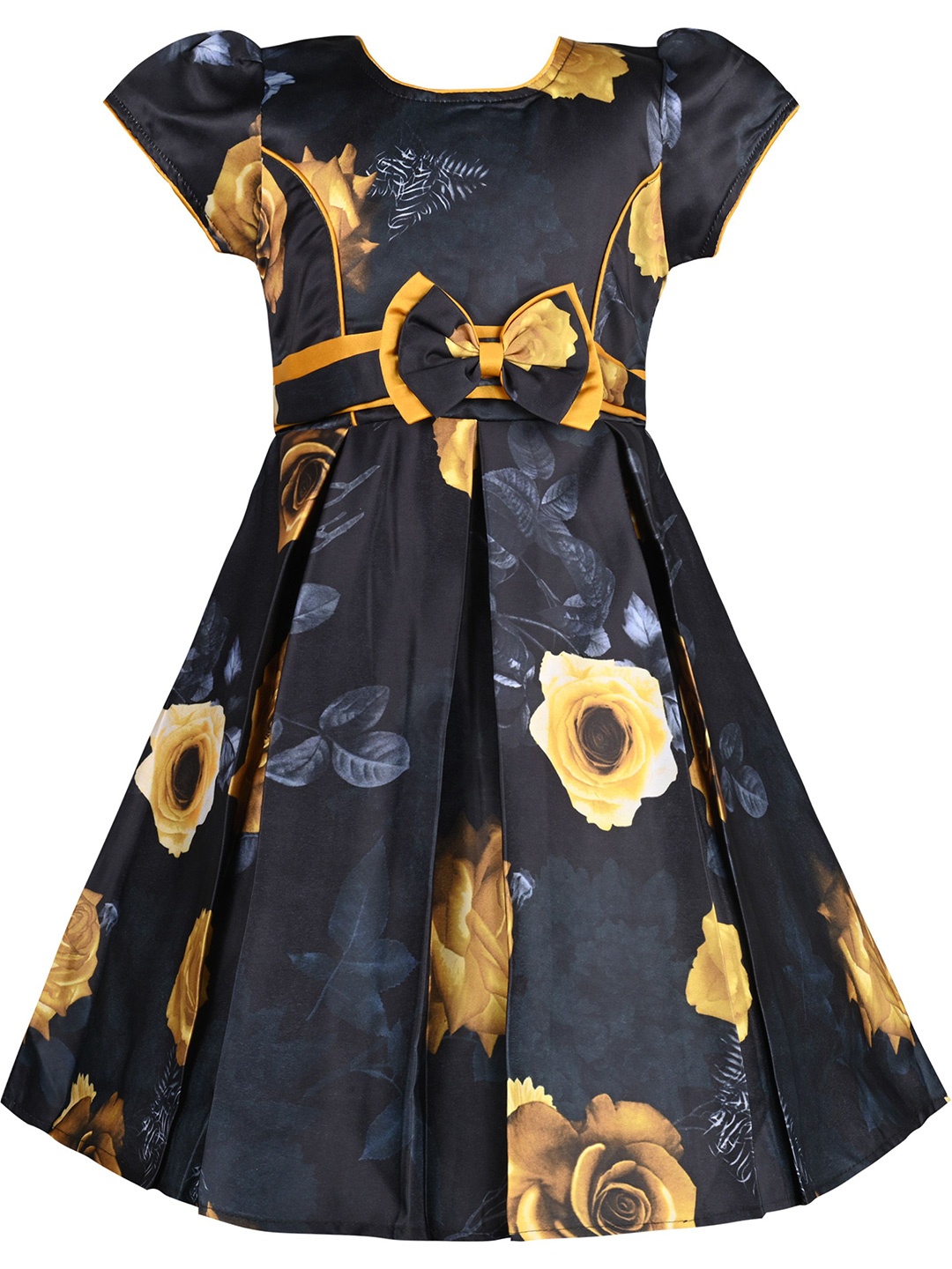 

Wish Karo Floral Print Satin A-Line Dress, Yellow