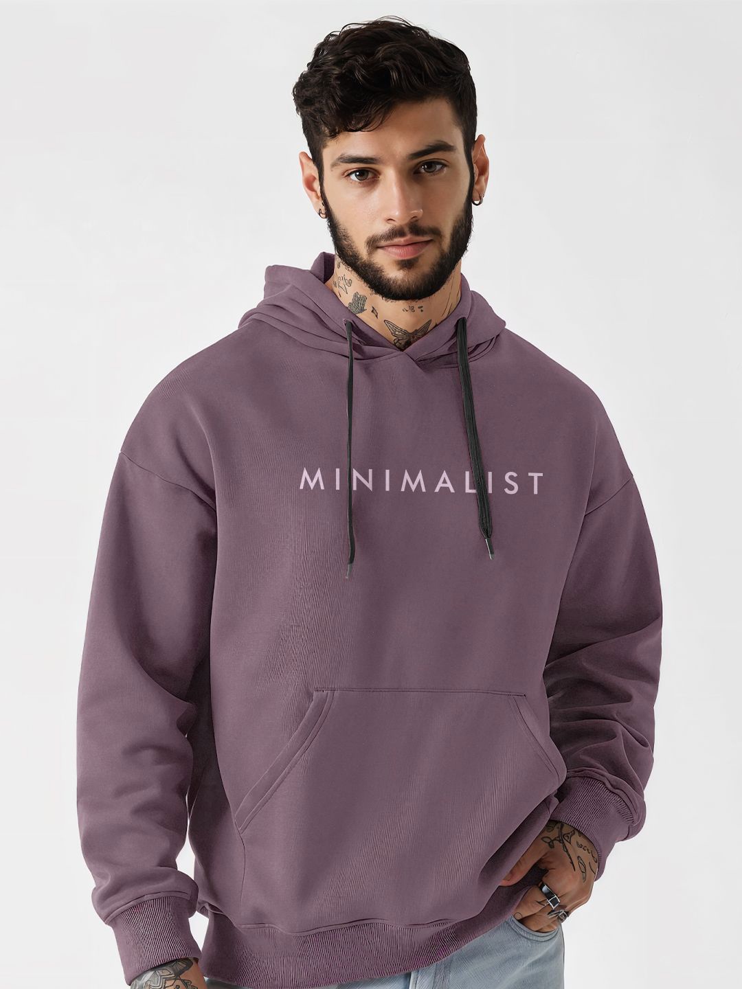 

Crazymonk Men Oversized Printed Hoodie Cotton Sweatshirt, Brown
