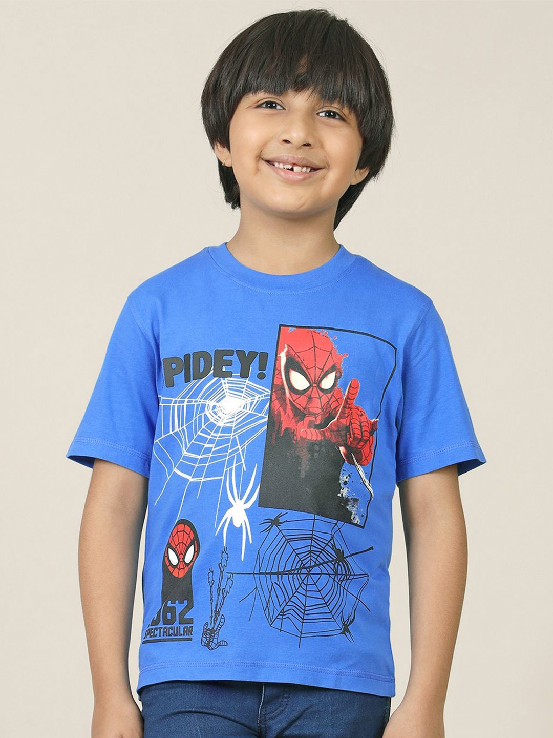 

Kids Ville Boys Spider-Man Graphic Printed Round Neck Cotton T-shirt, Blue