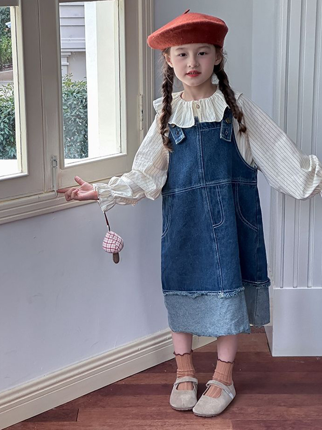 

LULU & SKY Girls Pinafore Dress, Blue