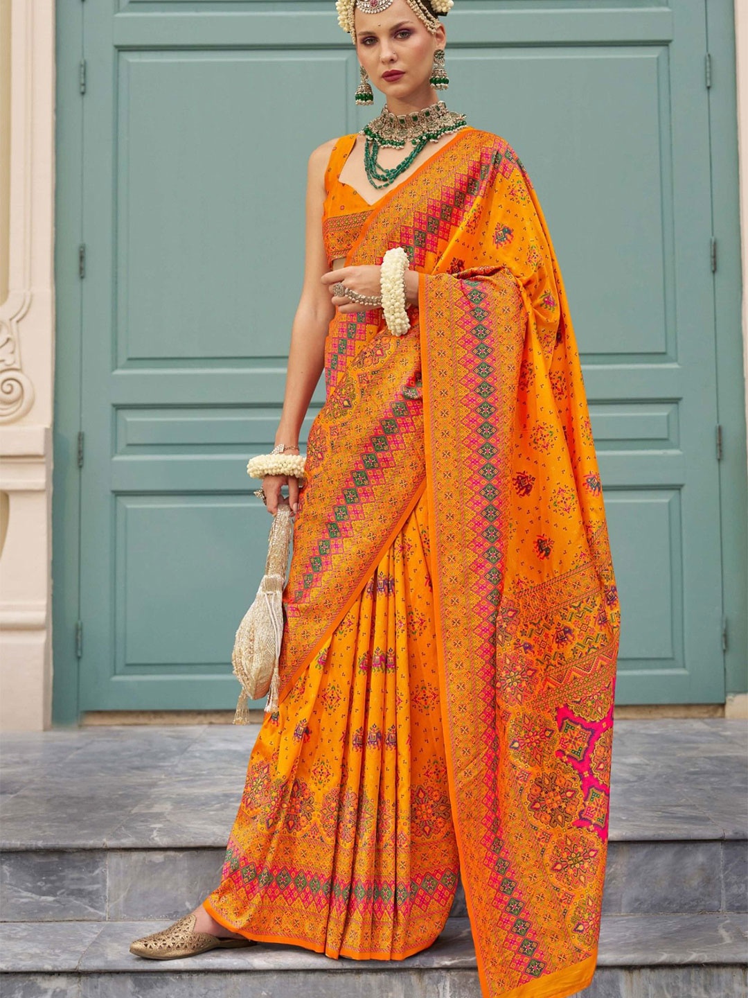 

MySilkLove Woven Design Saree, Orange