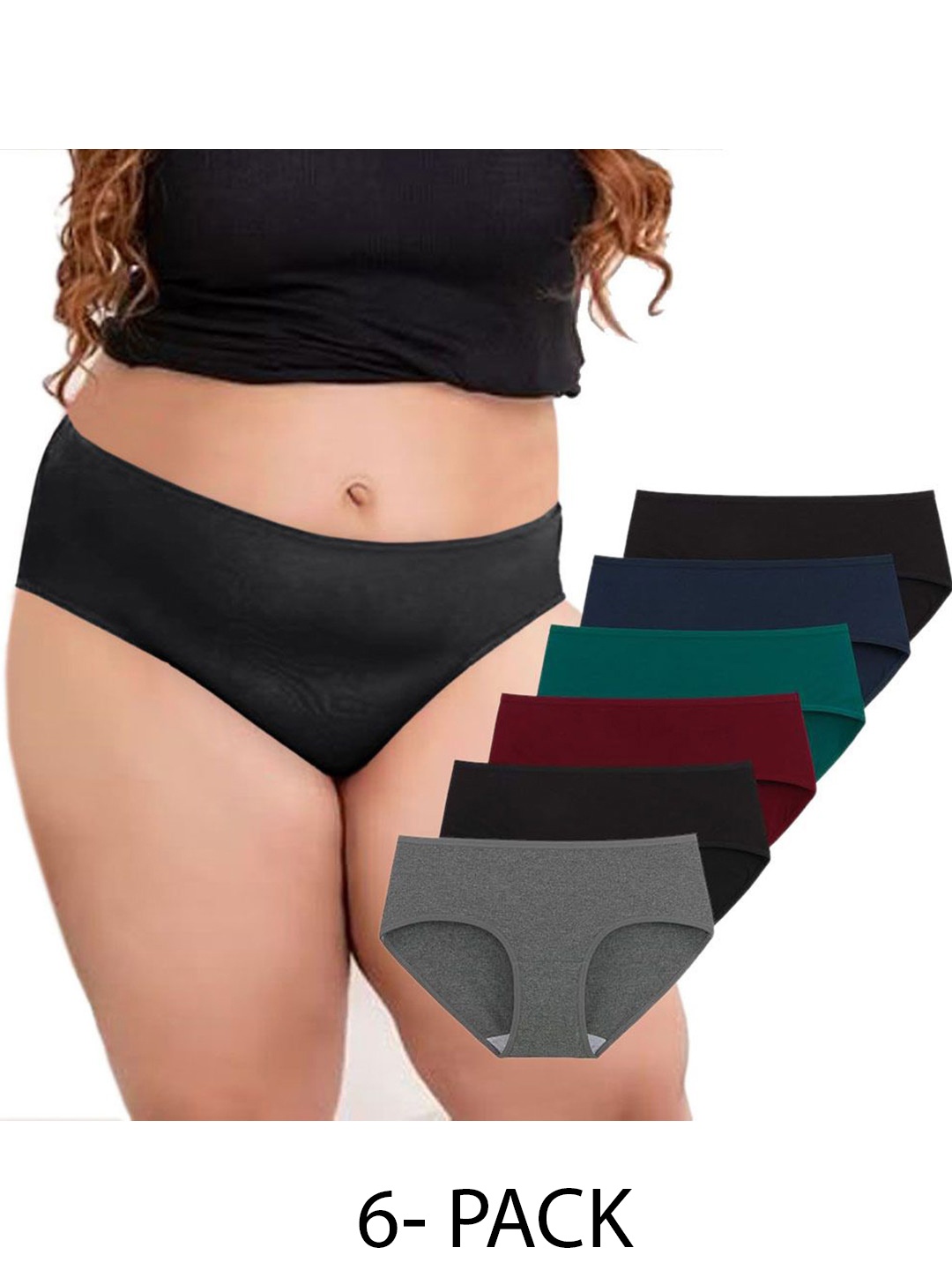 

Diving Deep Women Pack of 6 Cotton Assorted Hipster Briefs
