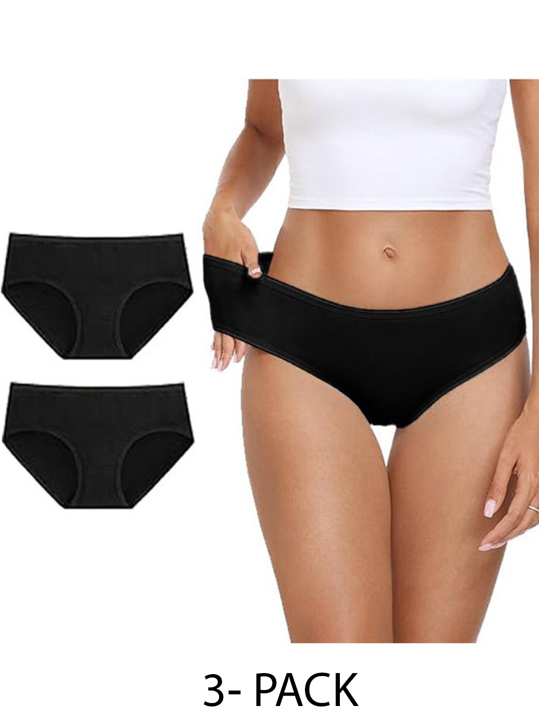 

Diving Deep Women Pack of 3 Hipster Briefs, Black