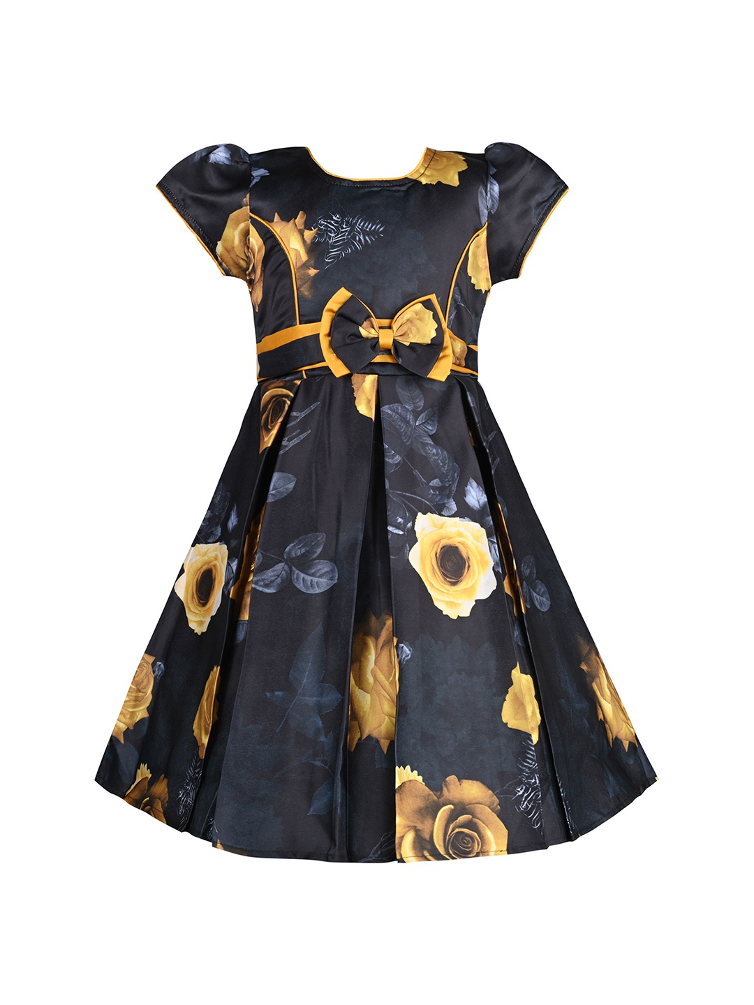 

Wish Karo Floral Print Satin A-Line Dress, Yellow