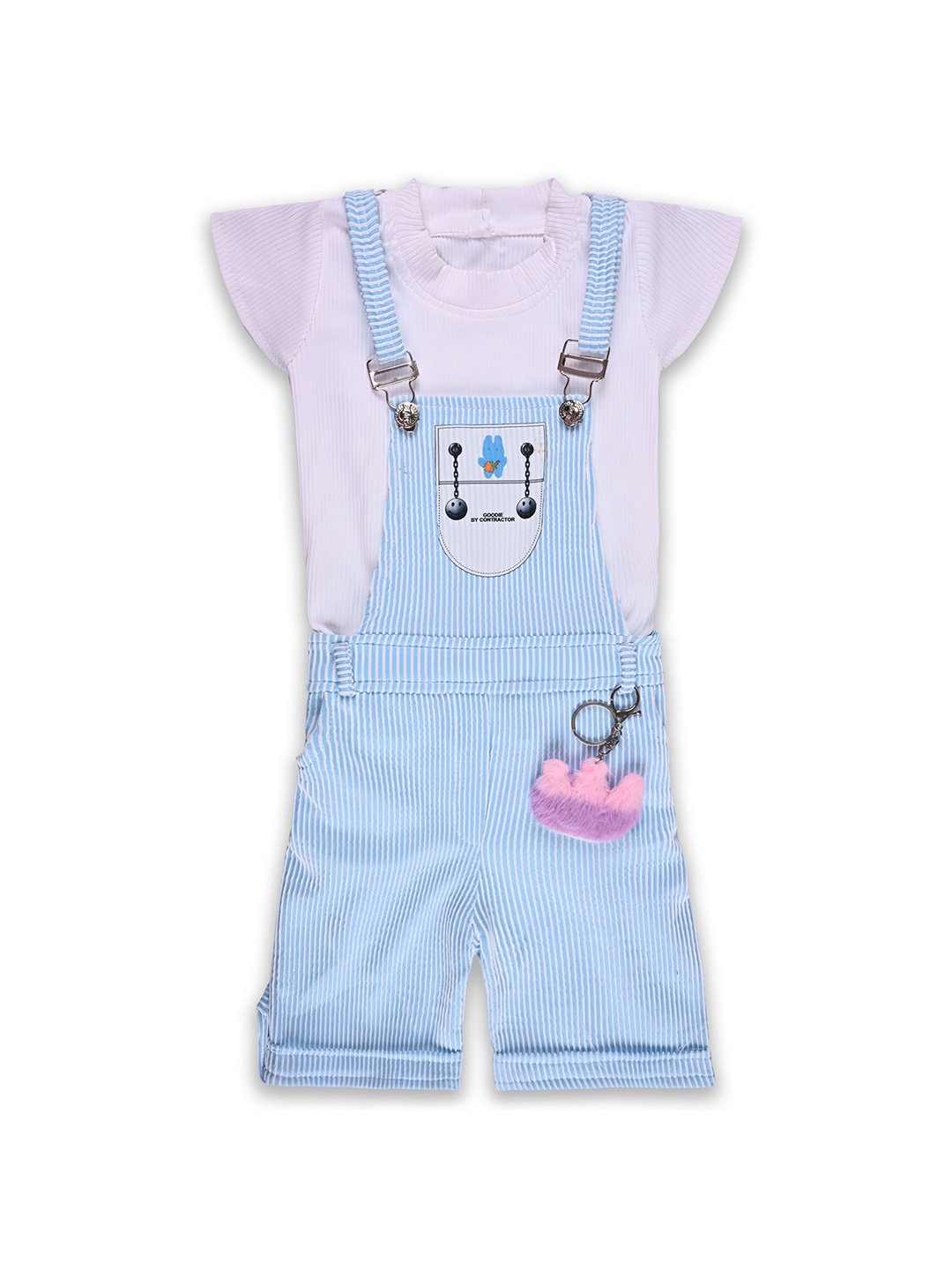 

Wish Karo Girls Striped Dungaree Set, Blue