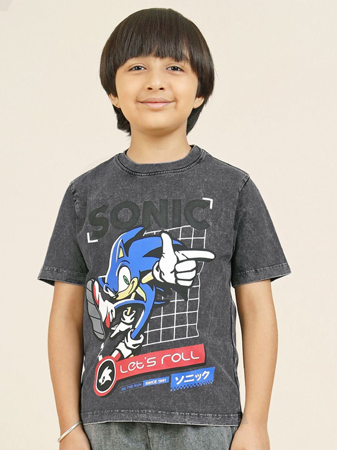 

Kids Ville Boys Graphic Printed Round Neck Cotton T-shirt, Grey