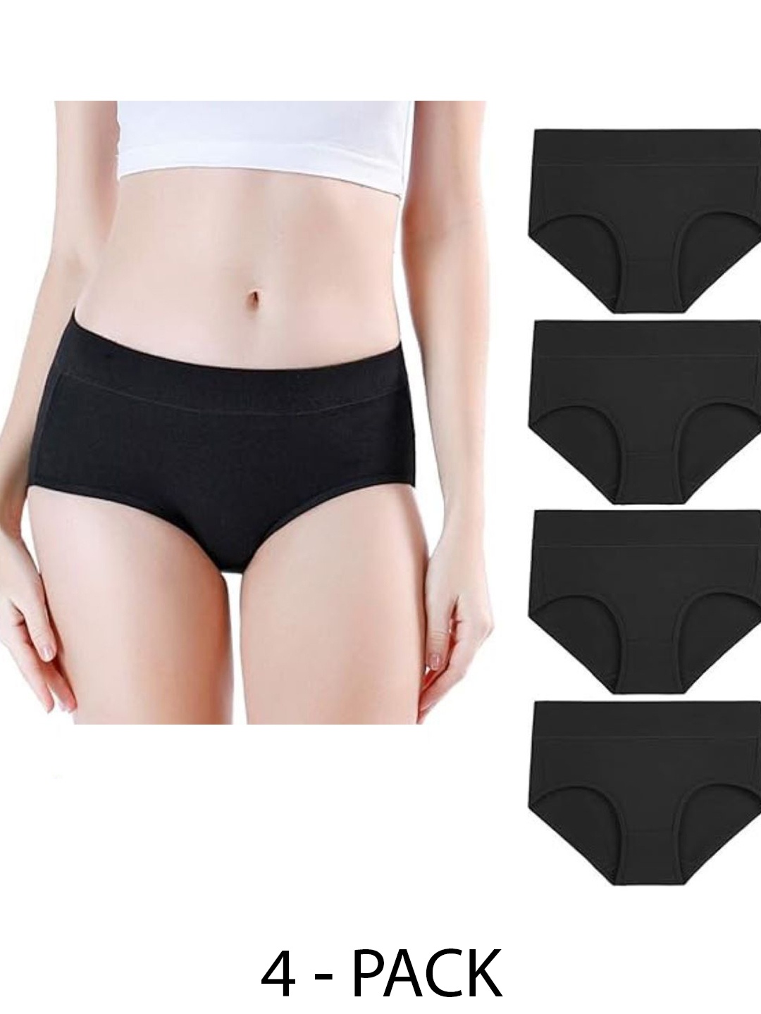 

Diving Deep Women Plus Size Pack of 4 Hipster Briefs, Black