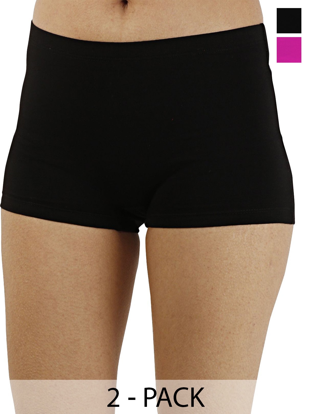 

Diving Deep Women Pack of 2 Cotton Boy Shorts Briefs, Black