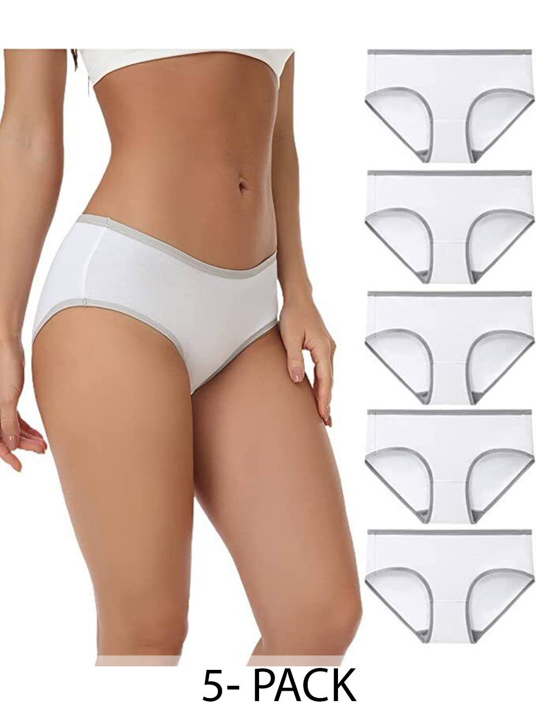 

Diving Deep Women Pack of 5 Hipster Briefs, White