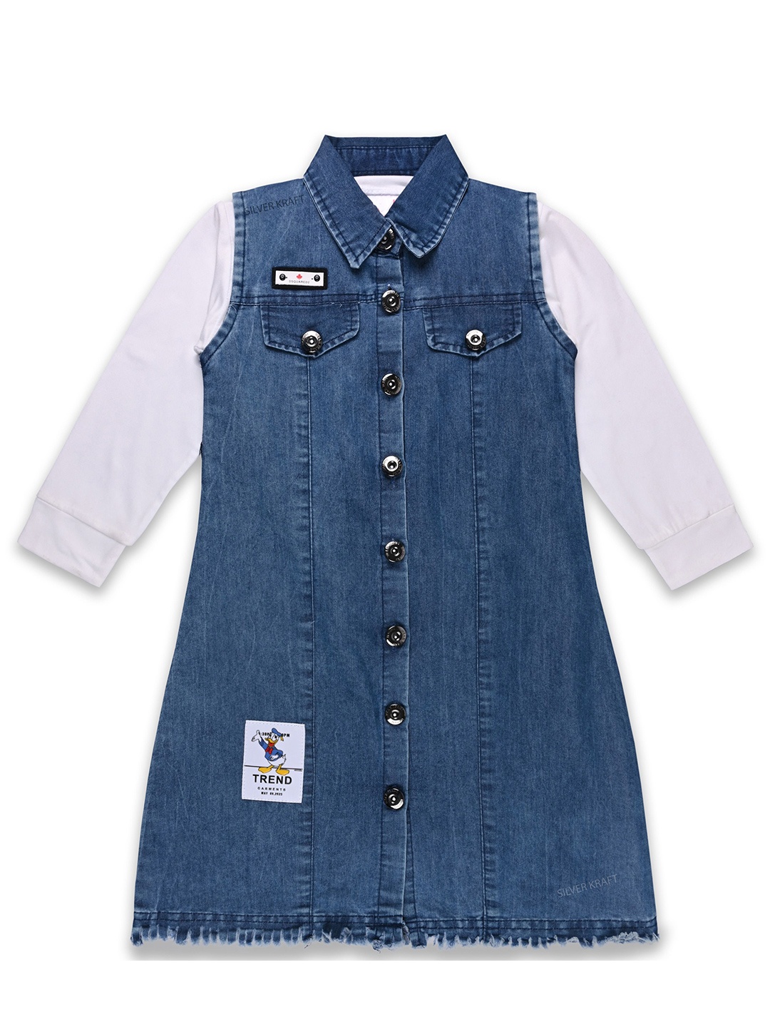 

Wish Karo Donald Duck Printed A-Line Dress With Tshirt, Blue