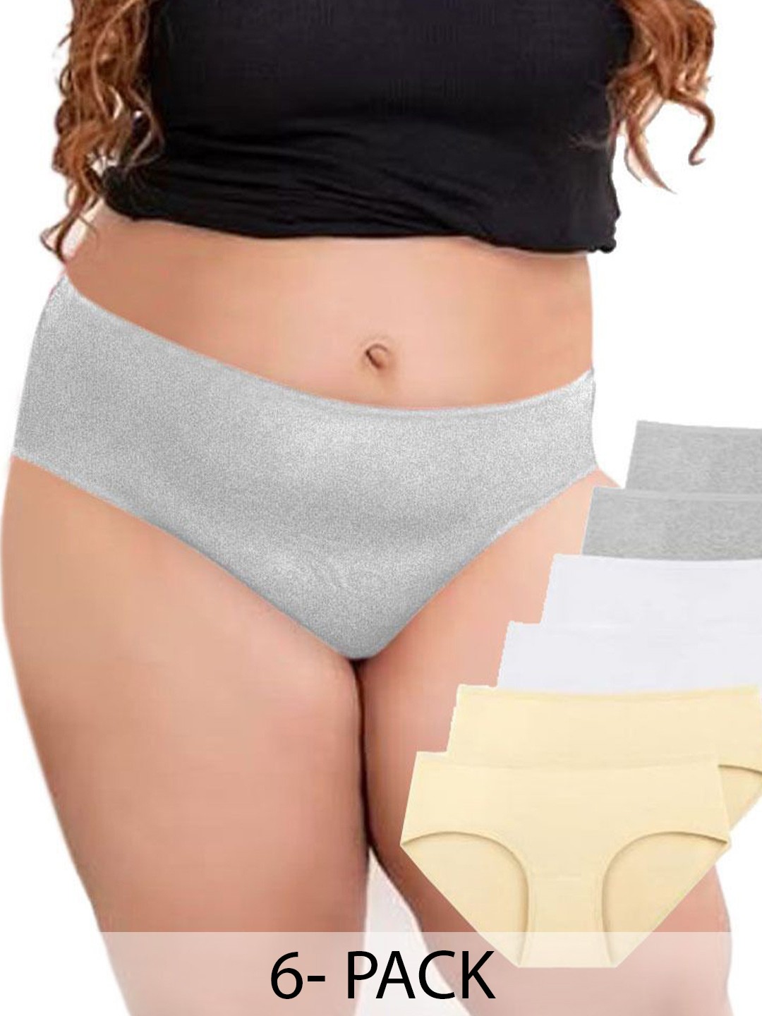

Diving Deep Pack Of 6 Cotton Hipster Briefs, Grey