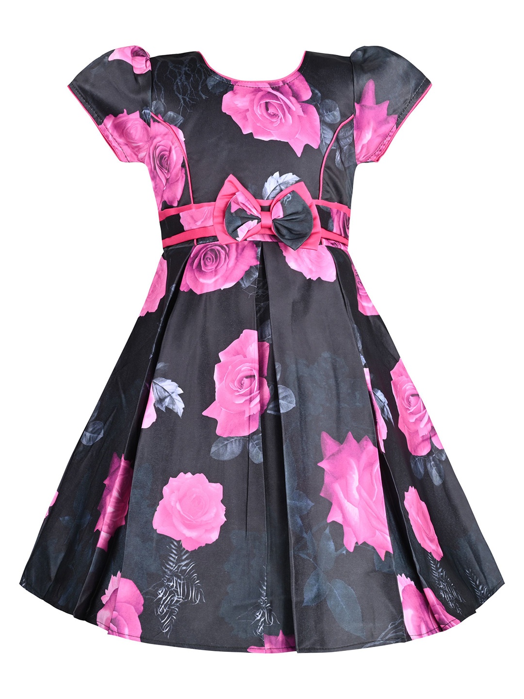 

Wish Karo Floral Print Satin A-Line Dress, Pink