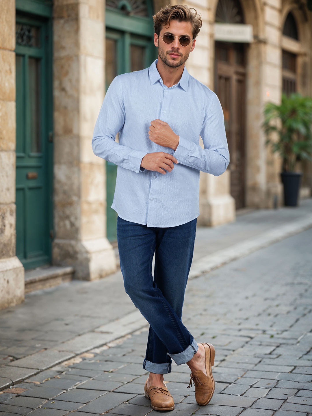 

Celio Men Classic Fit Spread Collar Solid Cotton Casual Shirt, White