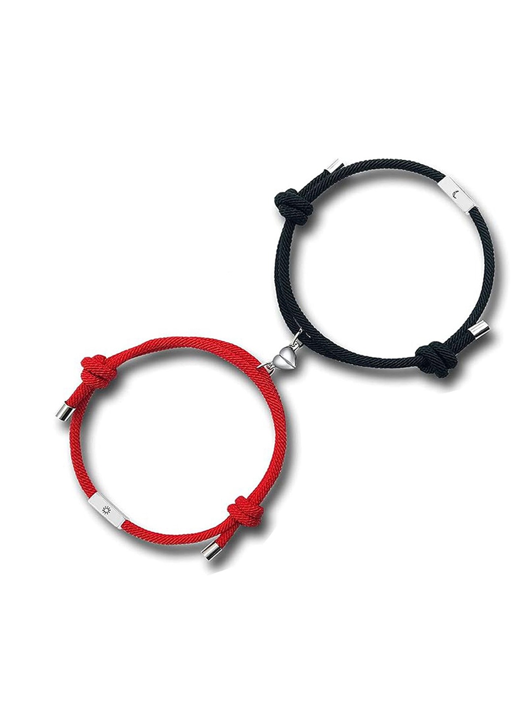 

Shining Diva Fashion Set Of 2 Silver-Plated Wraparound Bracelet, Red