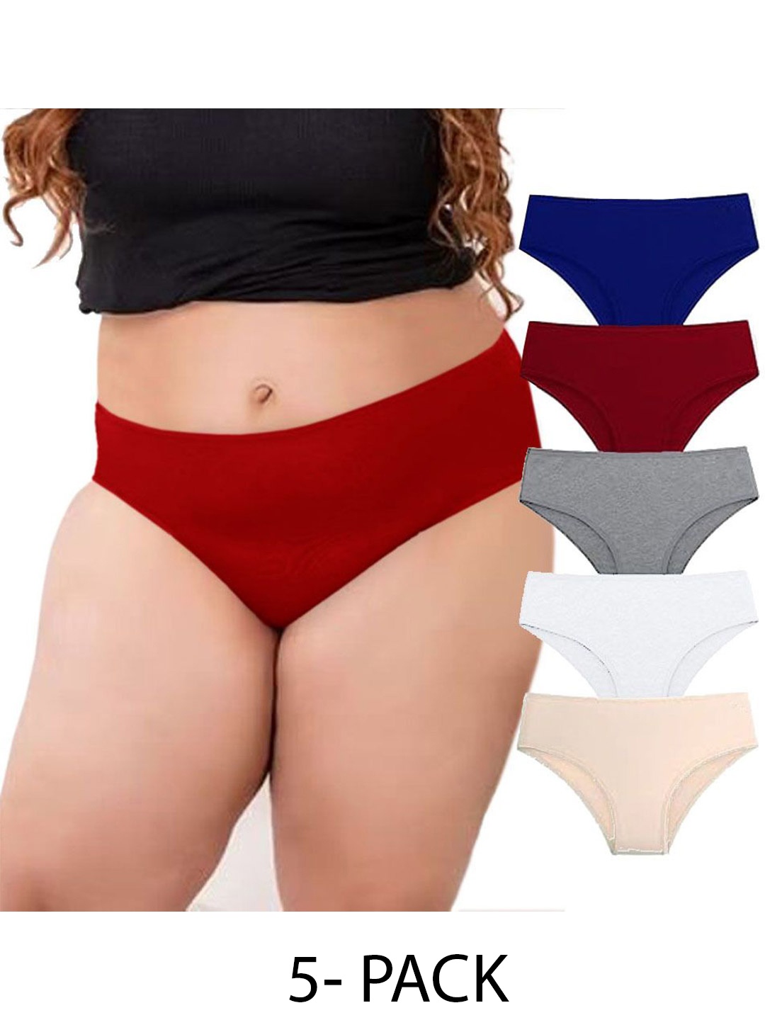 

Diving Deep Pack of 5 Cotton Hipster Briefs, Red