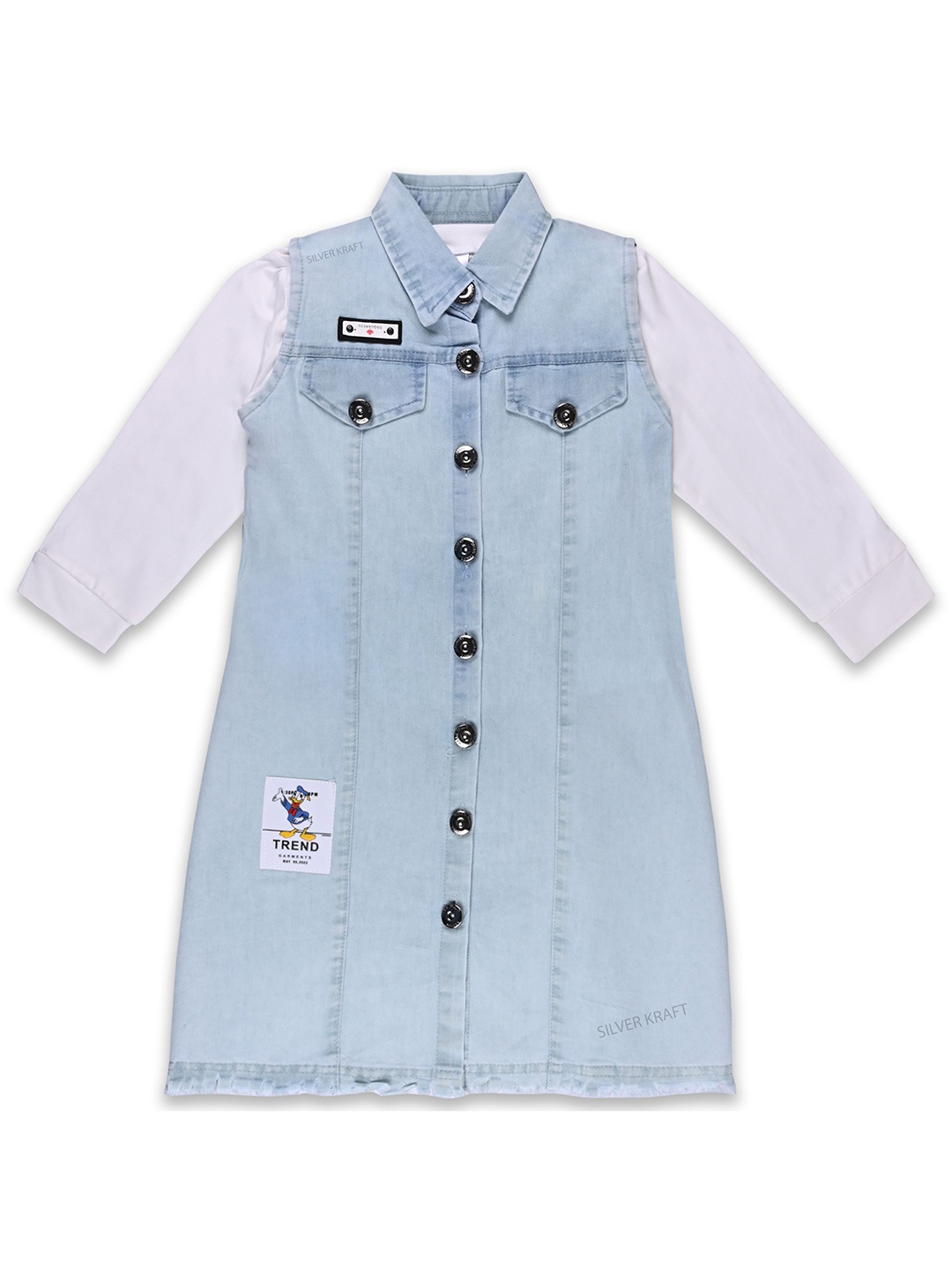 

Wish Karo Donald Duck Printed A-Line Dress With Tshirt, Blue