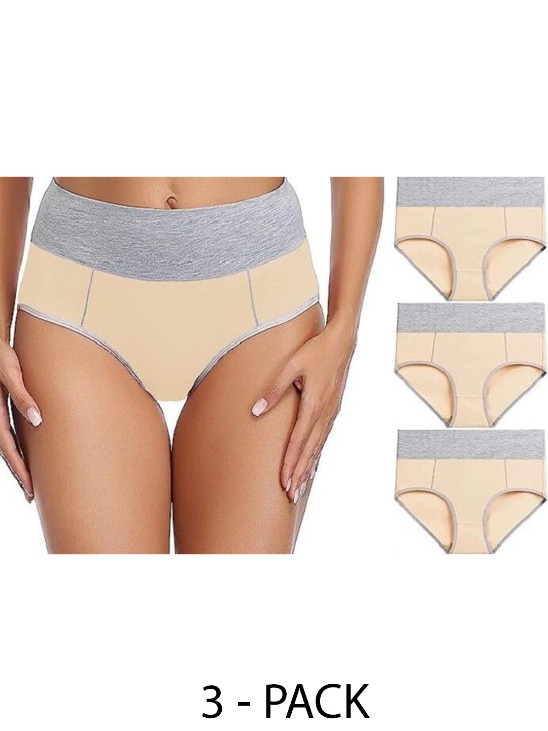 

Diving Deep Women Pack of 3 Cotton Hipster Briefs, Beige