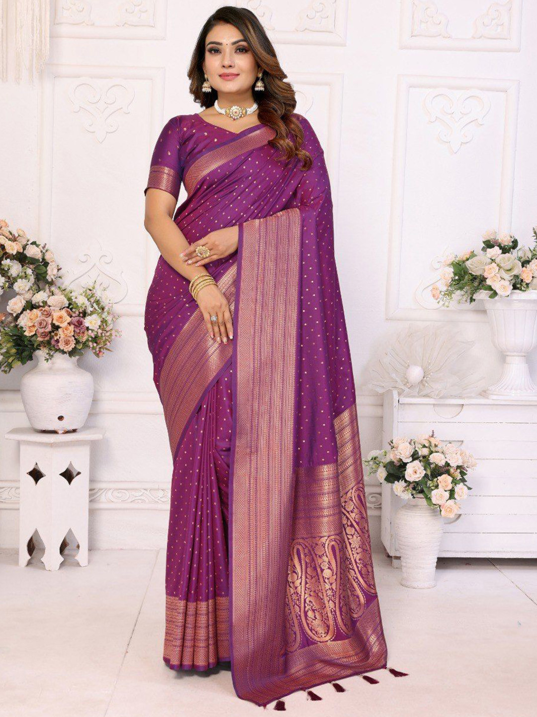 

Anaita Woven Design Zari Banarasi Saree, Purple
