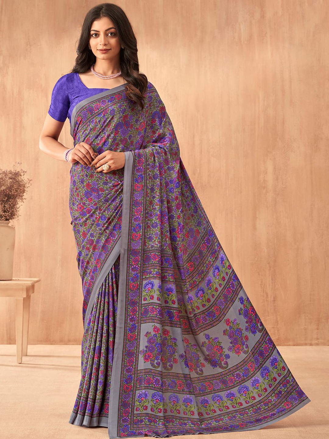 

Mitera Floral Saree, Purple