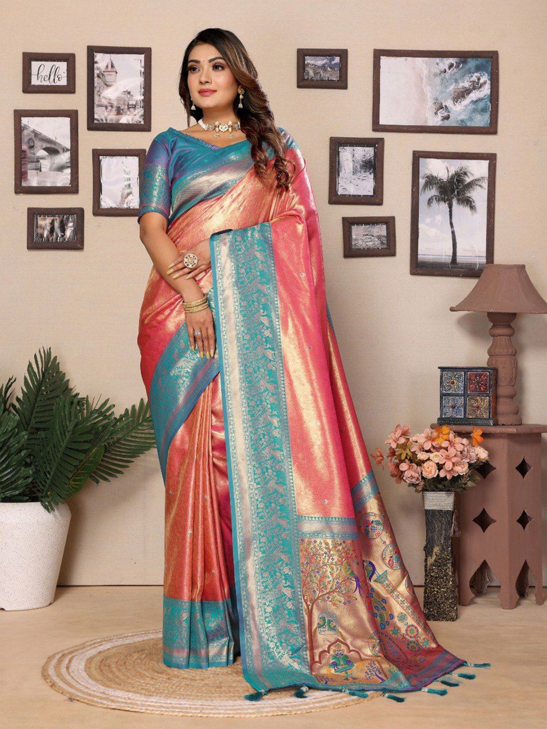

Anaita Woven Design Zari Banarasi Saree, Red
