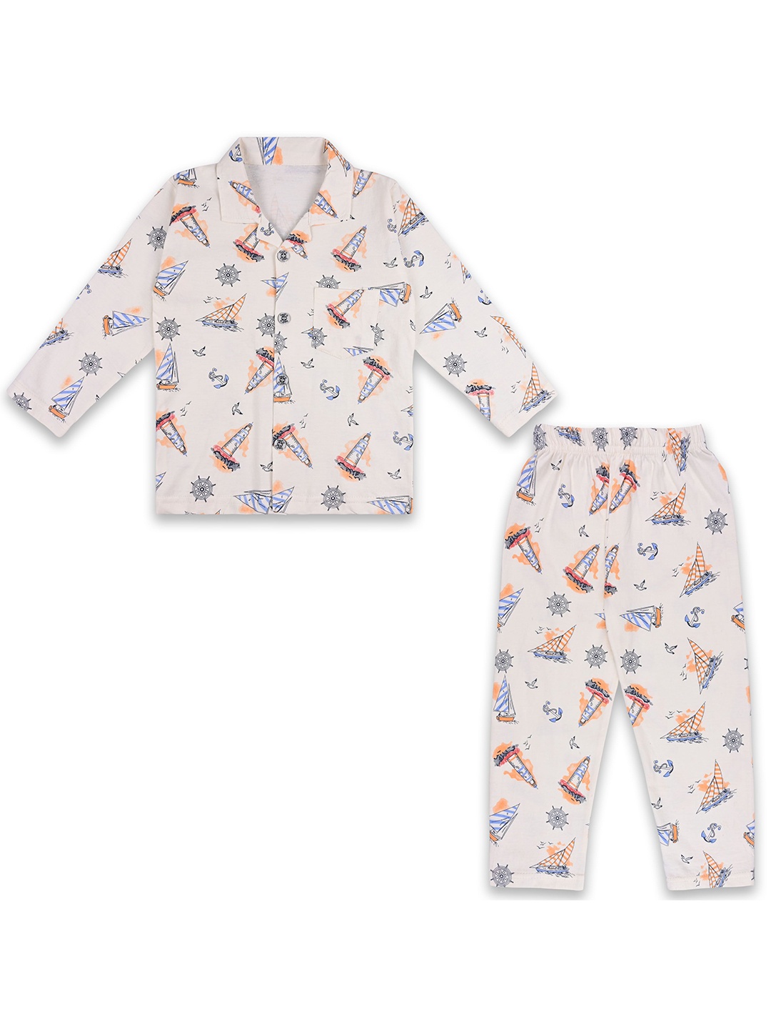 

Wish Karo Kids Printed Night Suit, Cream