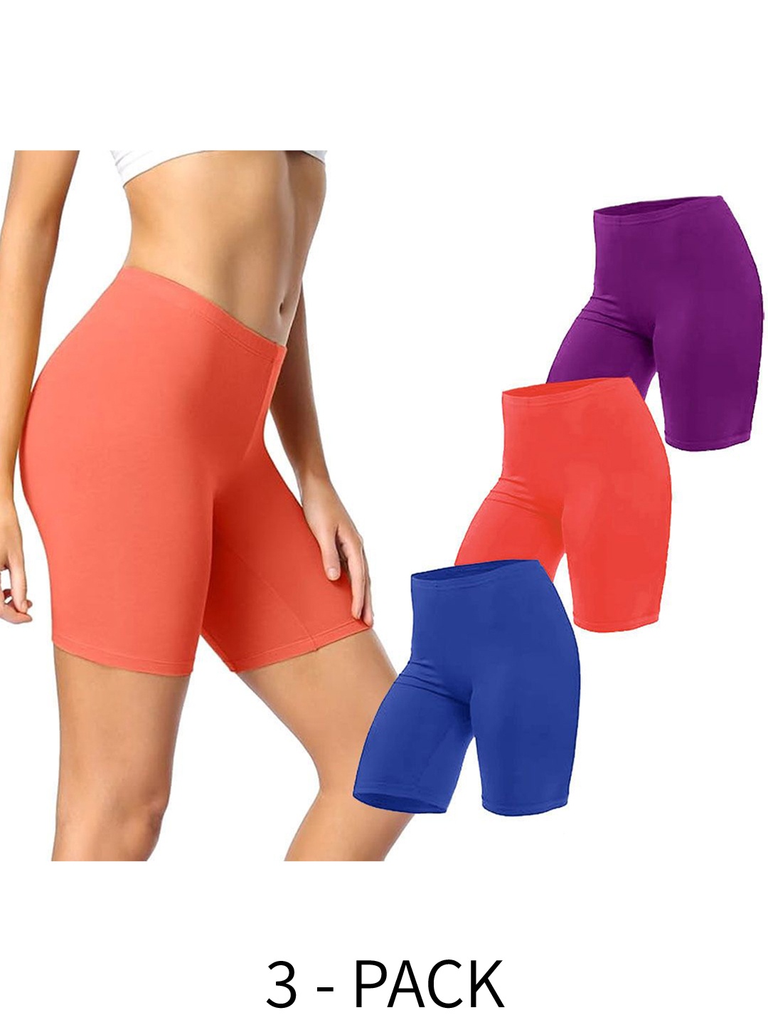 

Diving Deep Women Pack of 3 Cotton Boy Shorts Briefs, Orange