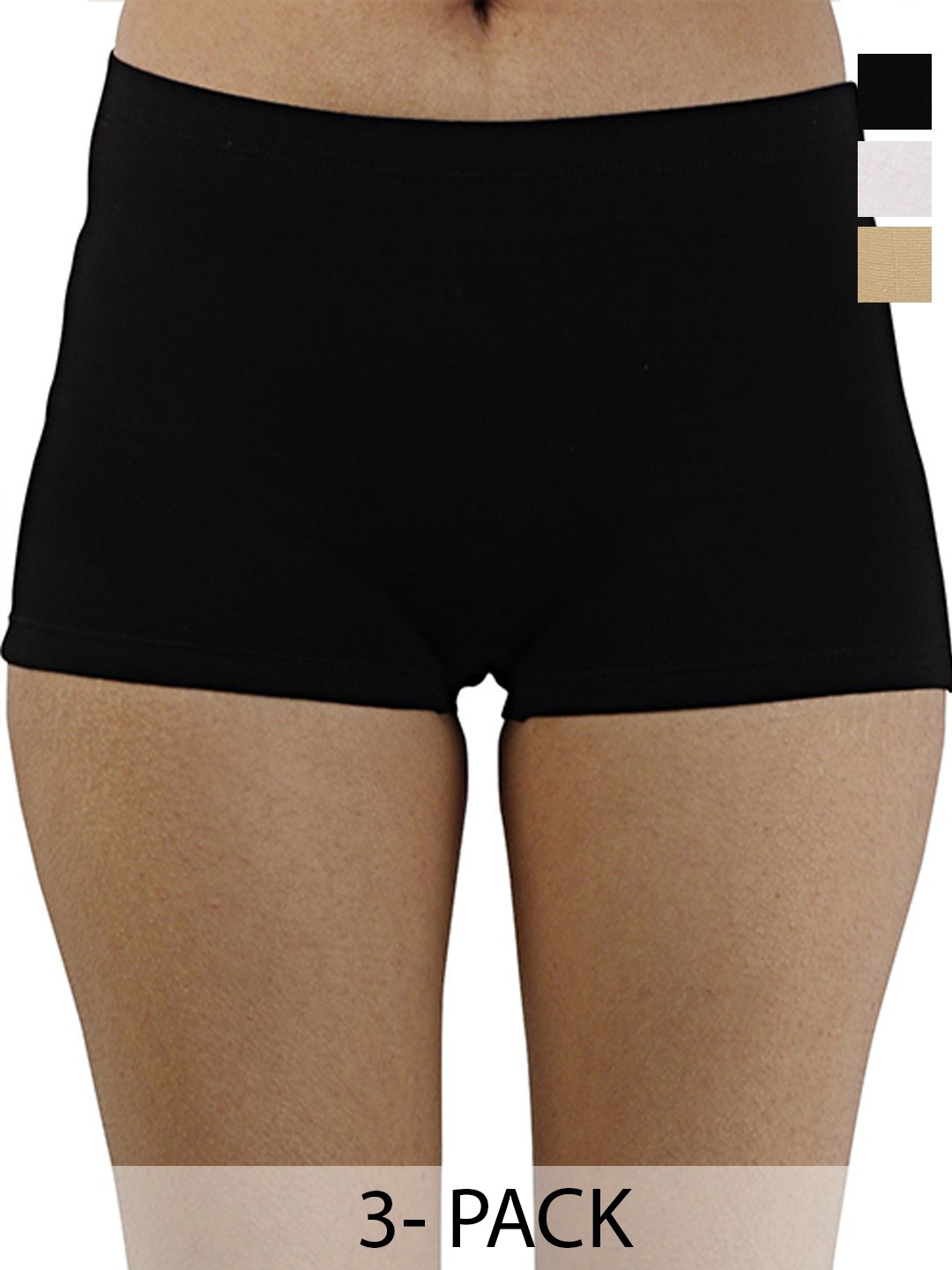 

Diving Deep Women Pack of 3 Boy Shorts Briefs, Beige