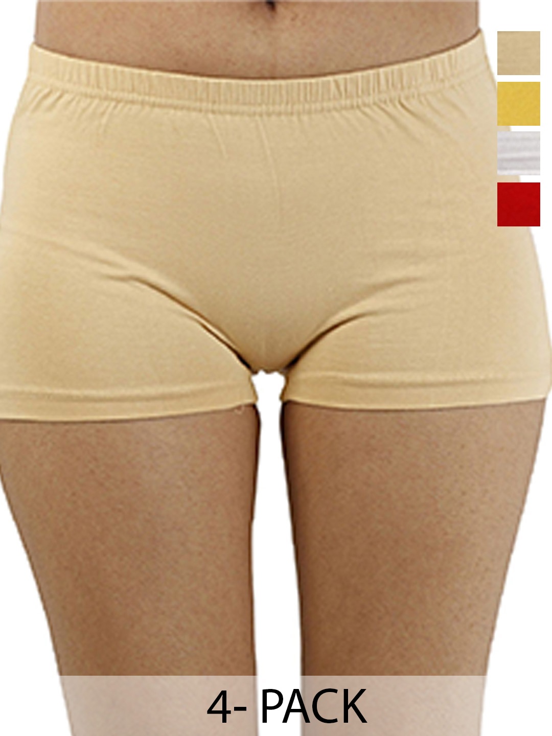 

Diving Deep Women Pack of 4 Boy Shorts Briefs, Beige