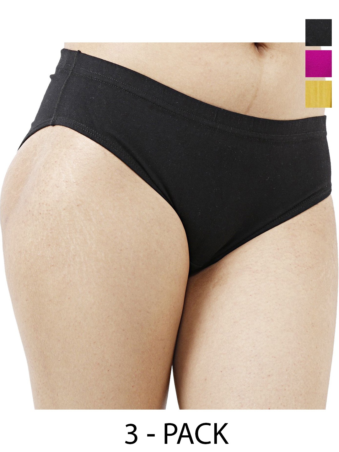 

Diving Deep Women Pack of 3 Hipster Briefs, Black