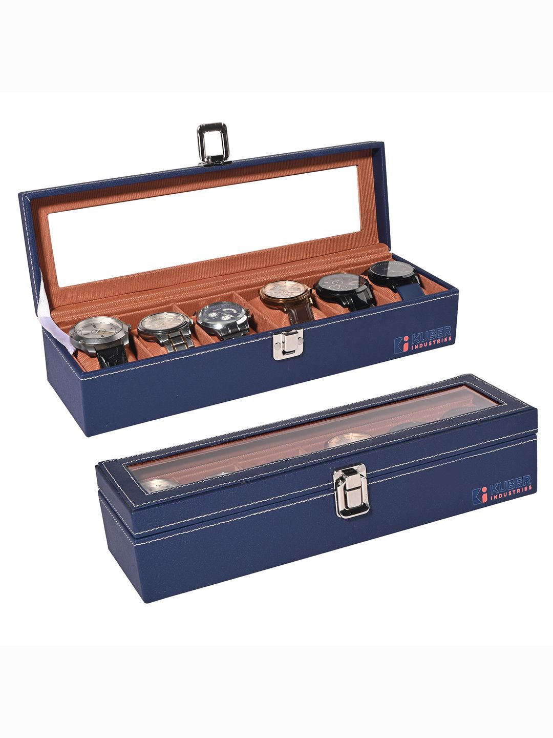 

Kuber Industries 2 Pieces Navy Blue6 Slots Wrist Watch Organisers, Navy blue