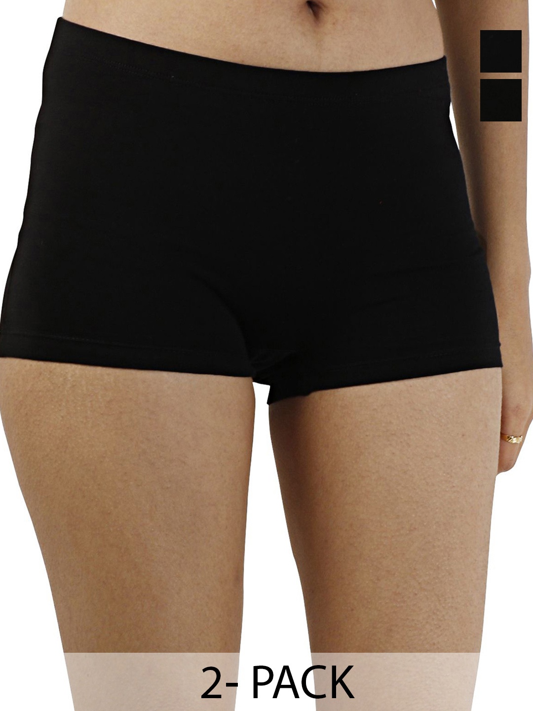 

Diving Deep Women Pack of 2 Boy Shorts Briefs, Black