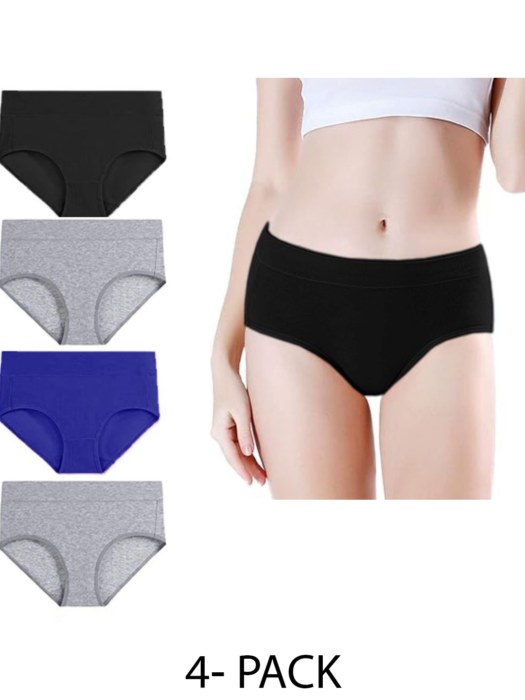 

Diving Deep Women Pack of 4 Hipster Briefs, Black