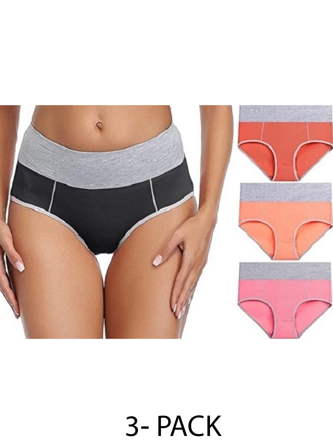 

Diving Deep Women Plus Size Pack of 3 Cotton Hipster Briefs, Assorted