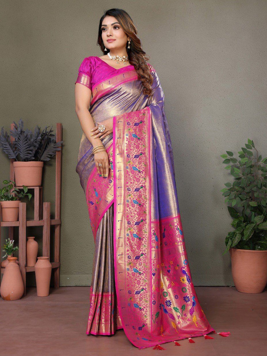 

Anaita Woven Design Zari Banarasi Saree, Lavender