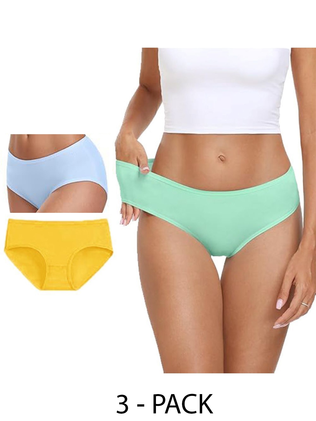 

Diving Deep Women Pack of 3 Cotton Assorted Plus Size Hipster Briefs