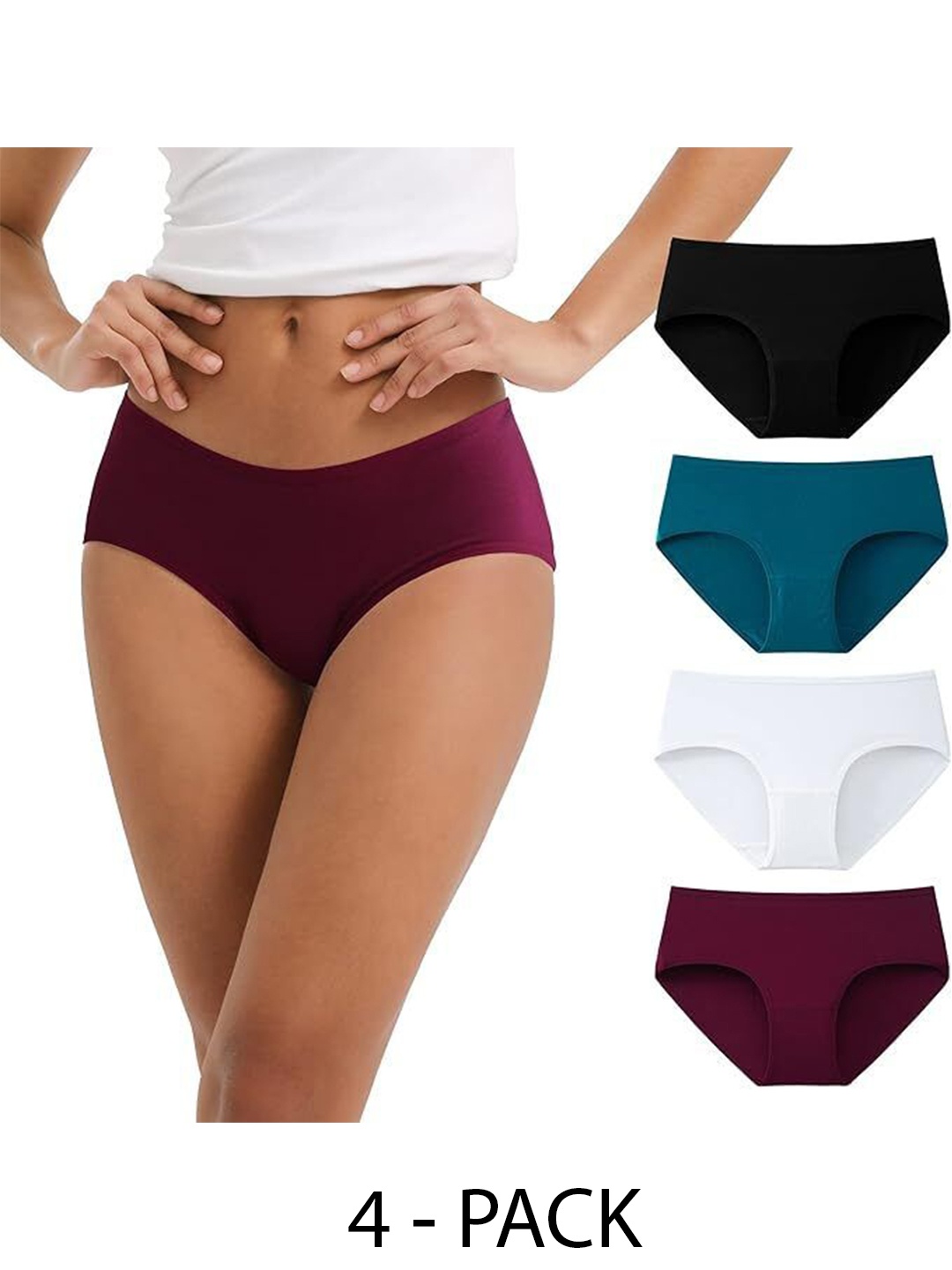 

Diving Deep Pack of 4 Cotton Hipster Briefs, Maroon