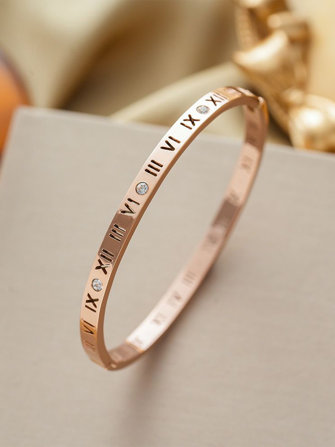 

Jewels Galaxy Women Crystals Rose Gold-Plated Bangle-Style Bracelet