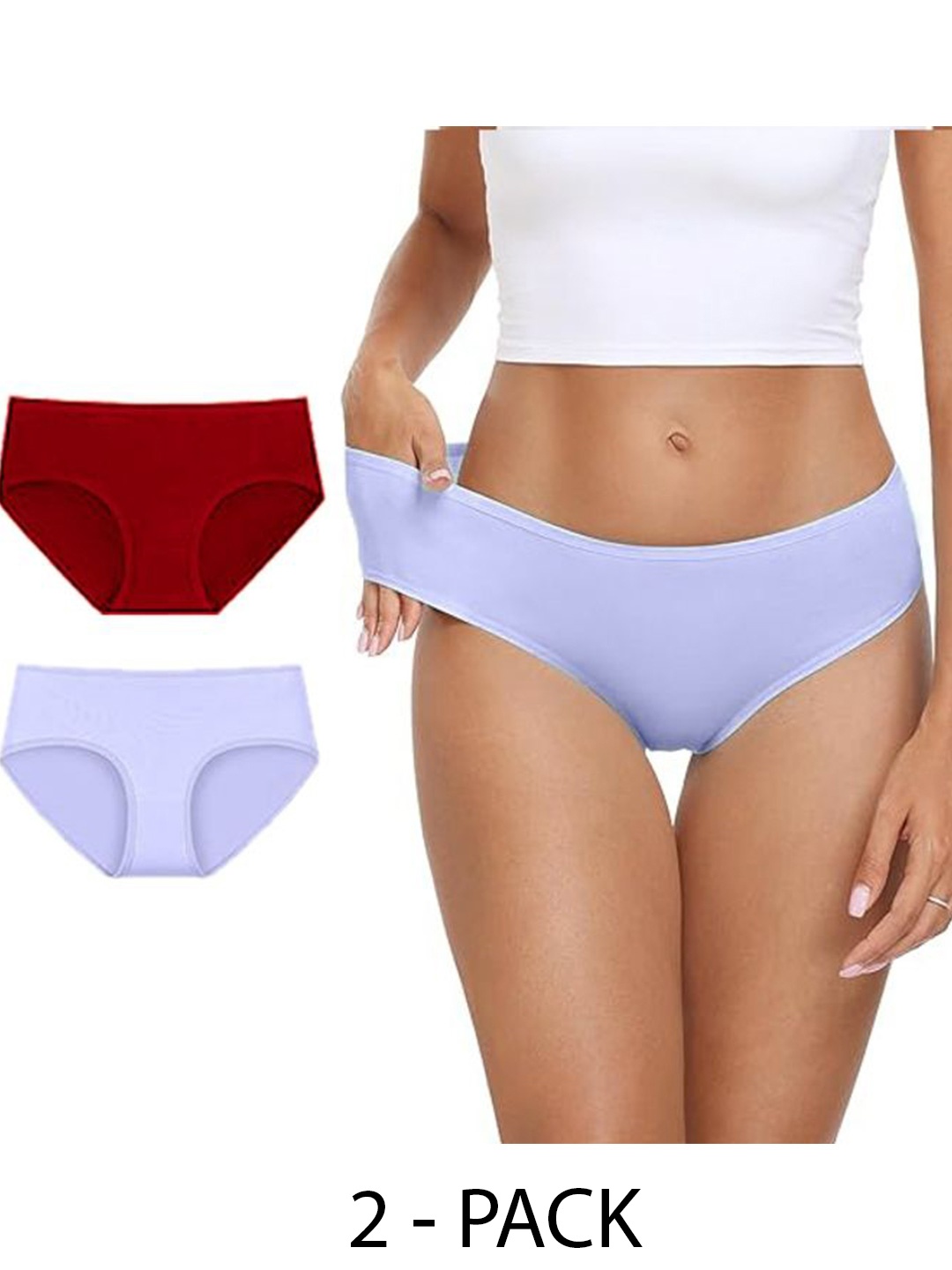 

Diving Deep Women Pack of 2 Cotton Assorted Plus Size Hipster Briefs