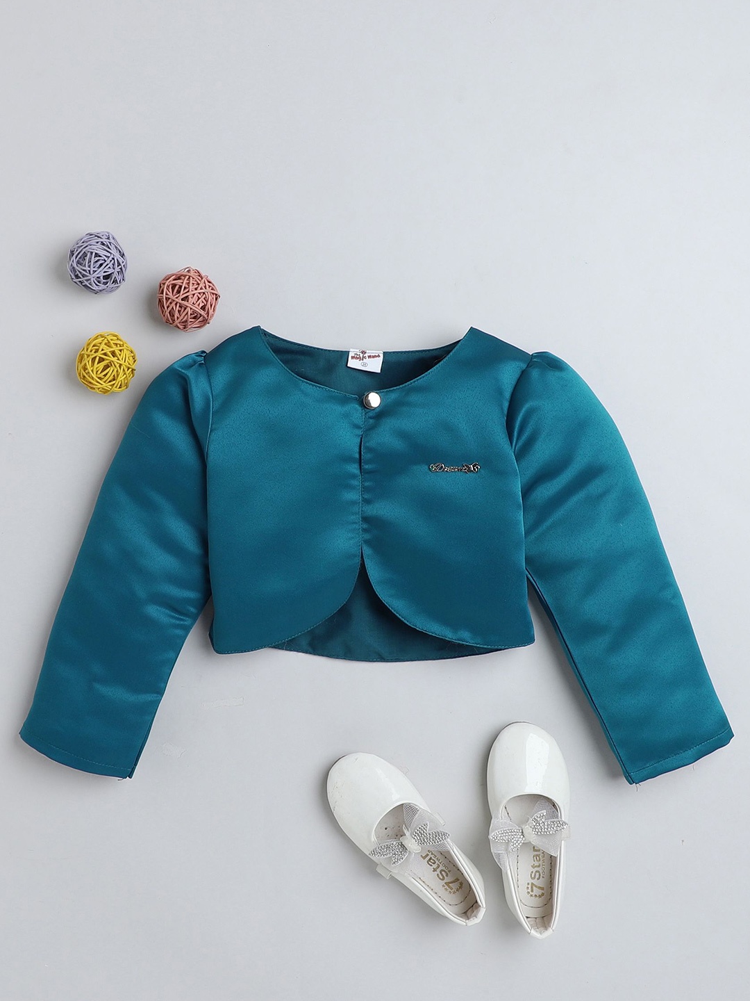 

The Magic Wand Girls Crop Button Bolero Shrug, Blue