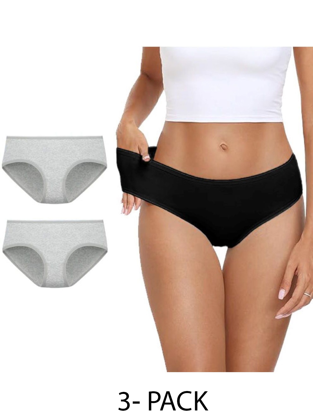 

Diving Deep Women Pack of 3 Hipster Briefs, Grey