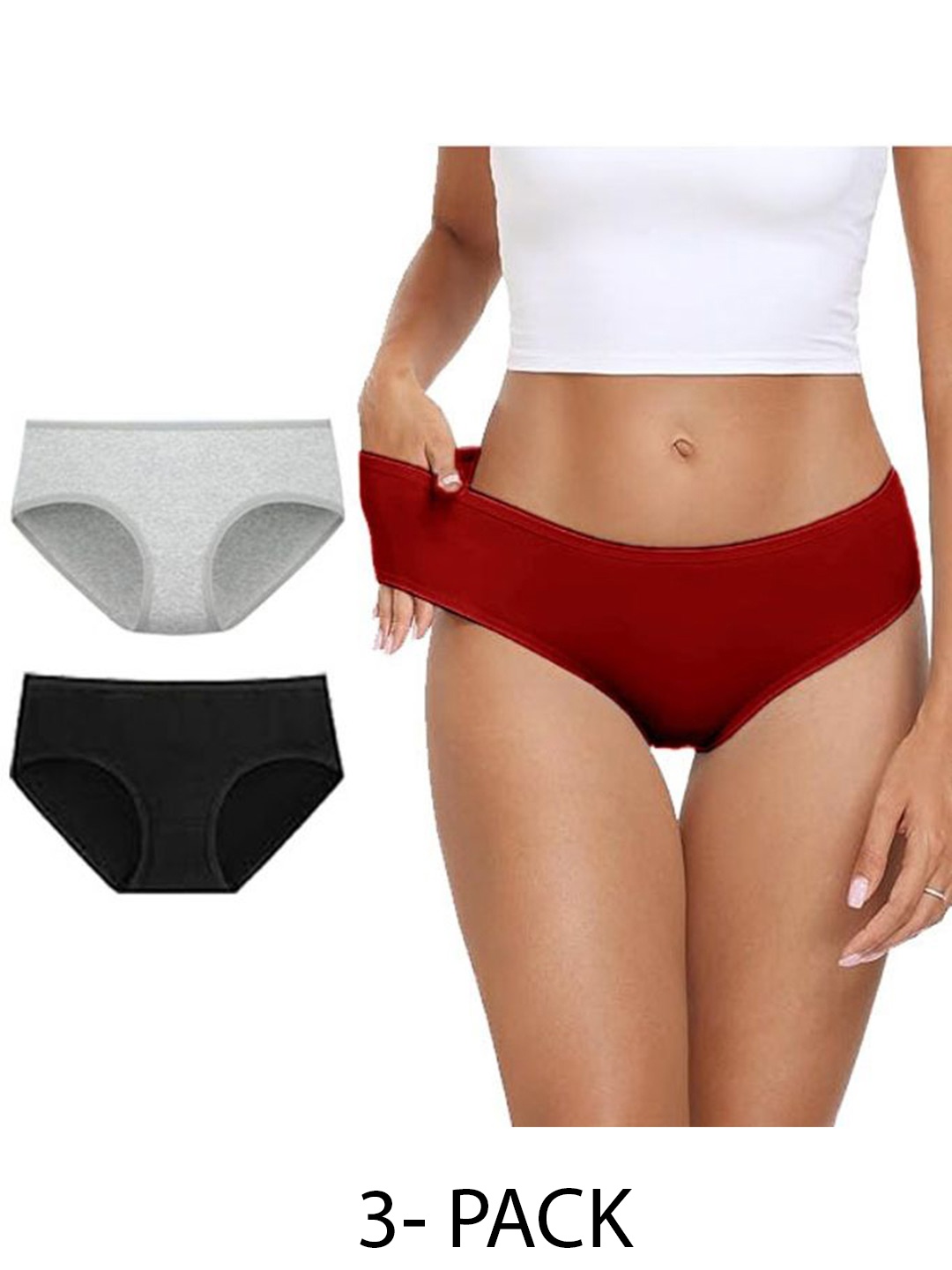 

Diving Deep Women Pack of 3 Hipster Briefs, Grey