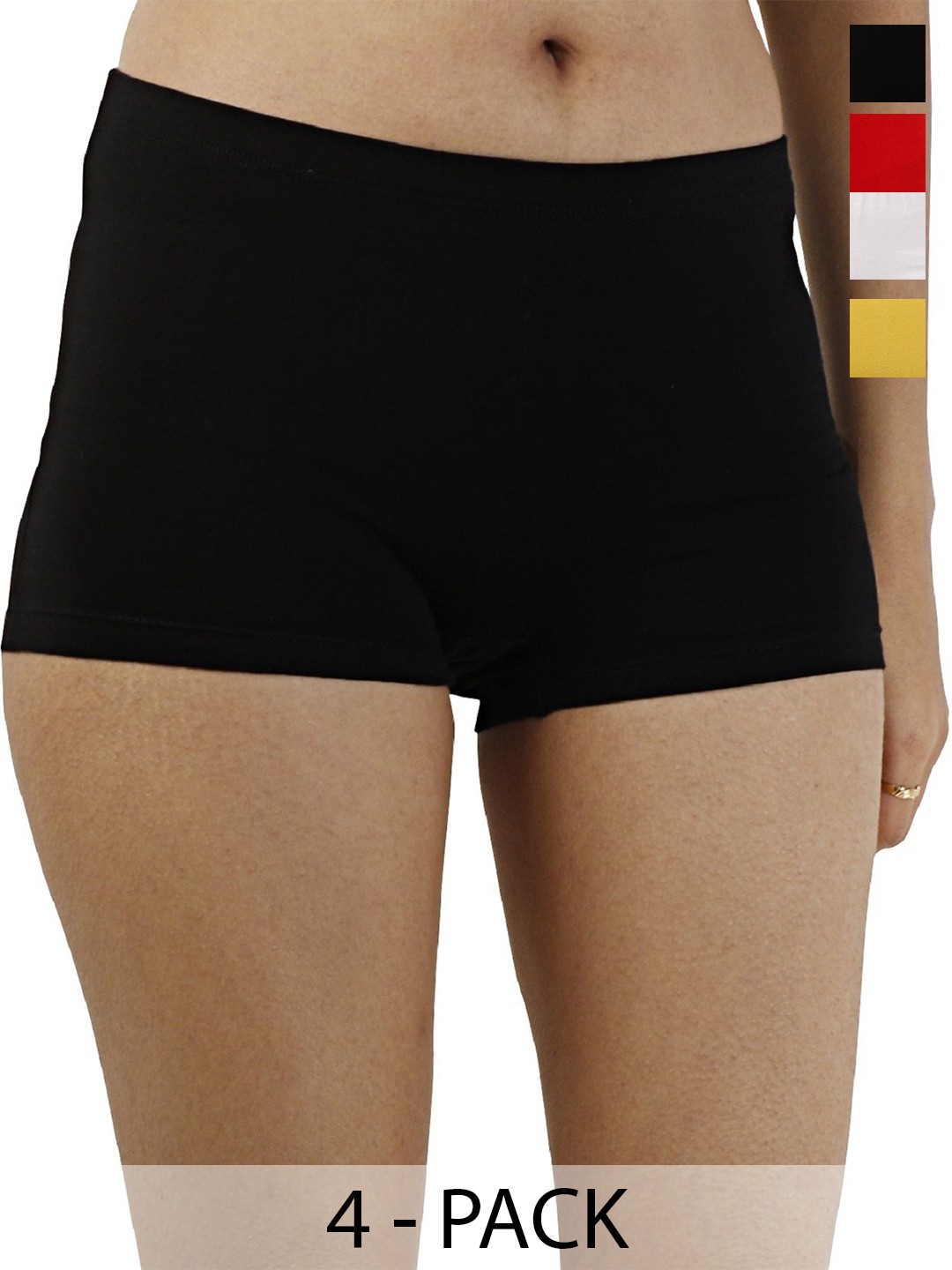 

Diving Deep Women Pack of 4 Cotton Boy Shorts Briefs, Assorted