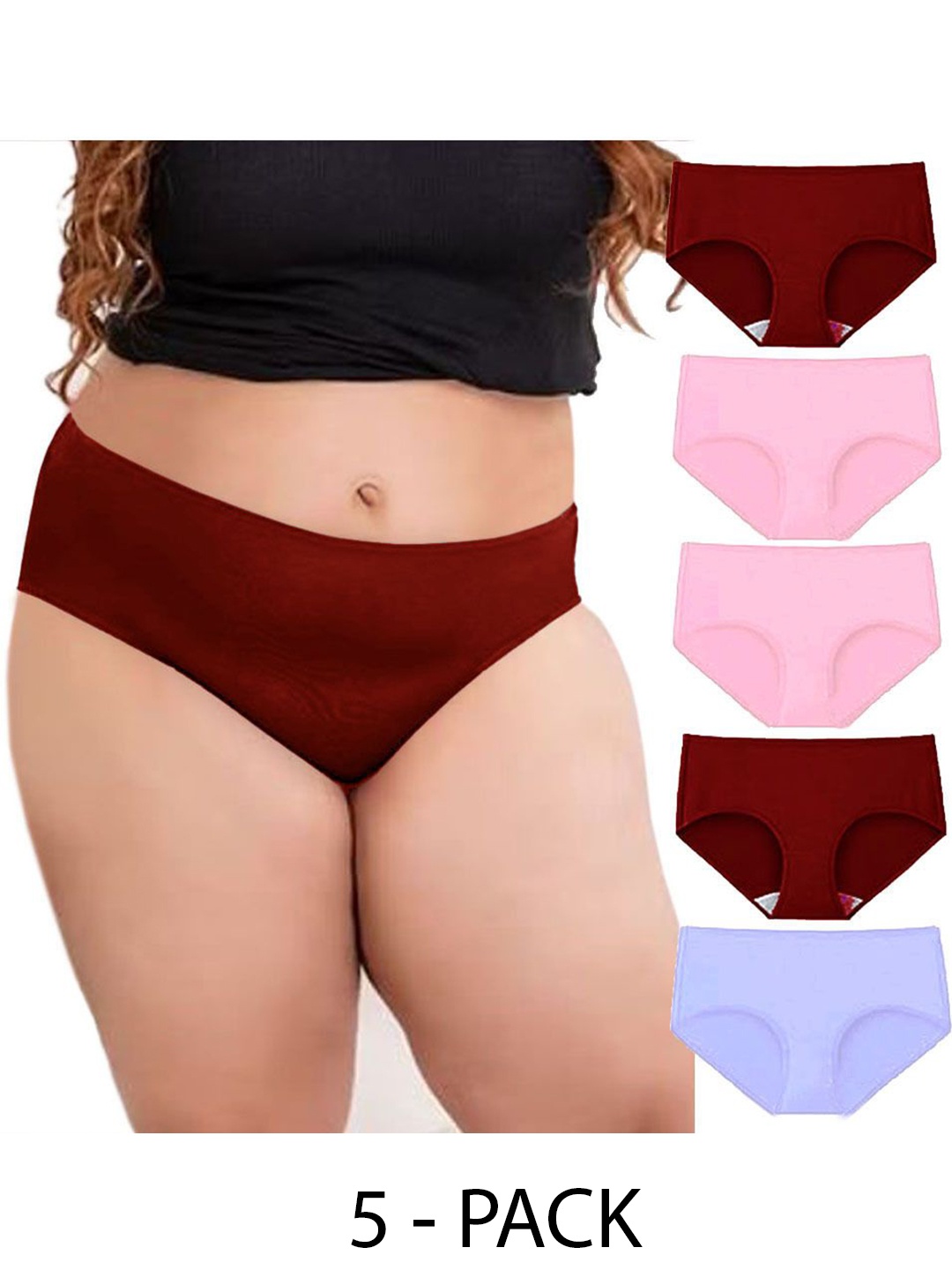 

Diving Deep Pack of 5 Cotton Hipster Briefs, Maroon