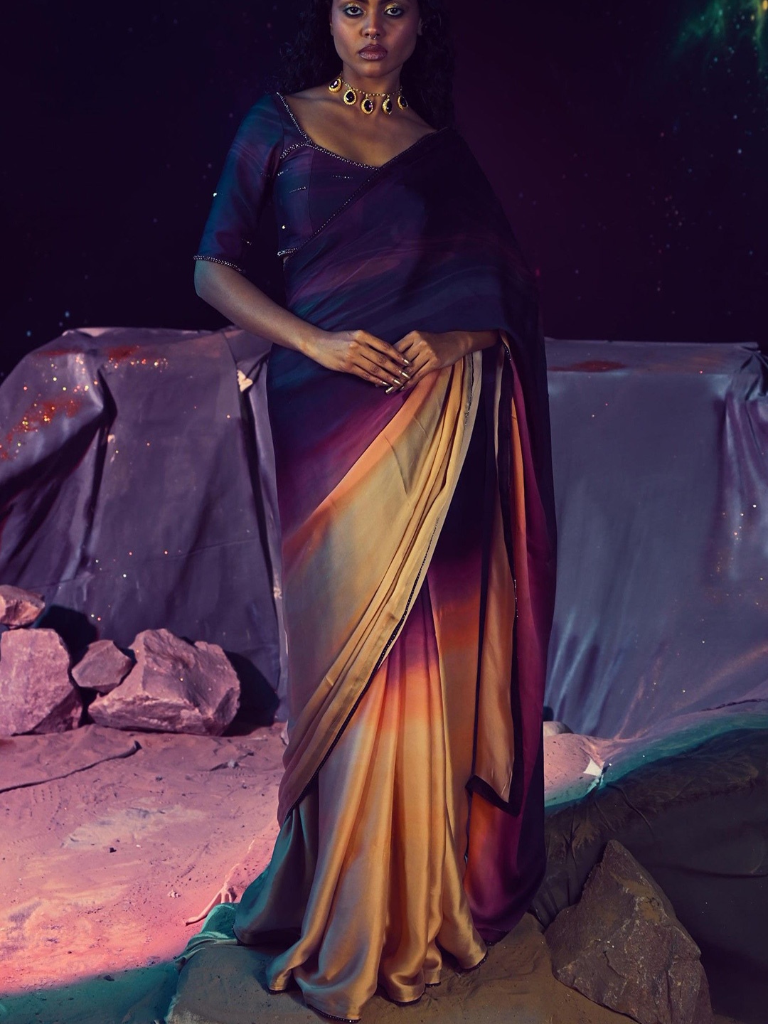 

Baise Gaba Ombre Saree, Purple