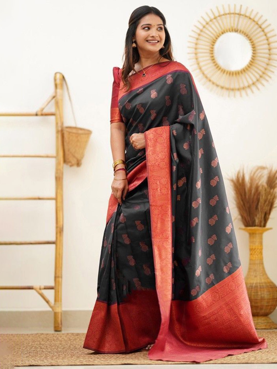 

Anouk Ethnic Motifs Zari Banarasi Saree, Blue
